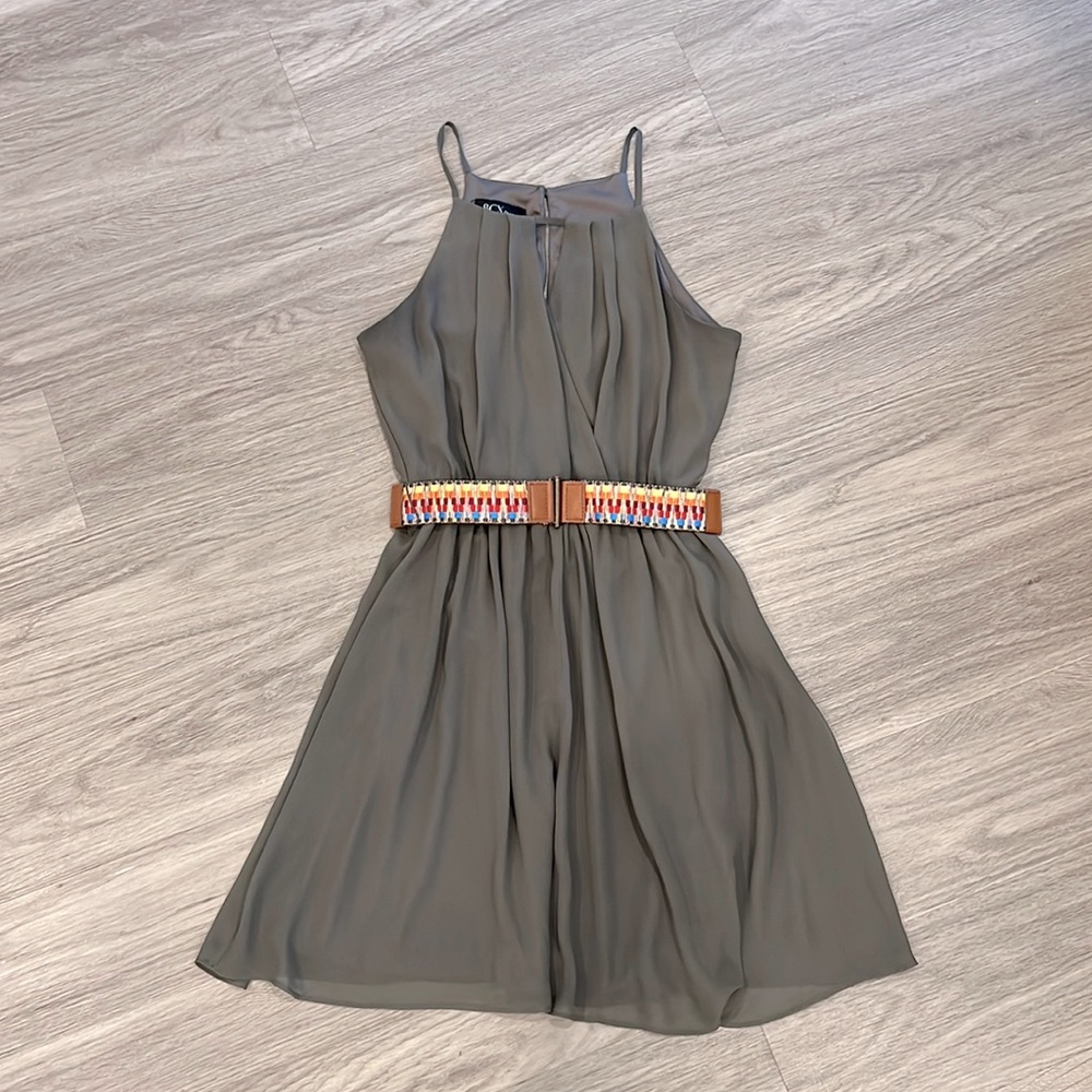 BCX Olive green dress with belt. Size:S. Gently Used.